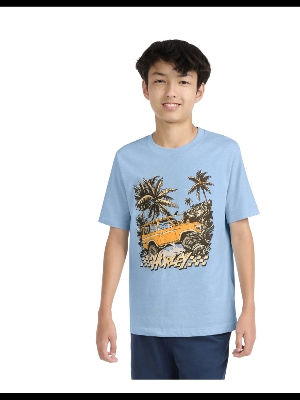Hurley Boys Graphic Logo Crew Neck Short Sleeve T-Shirt Size 14-16 Blue NWT